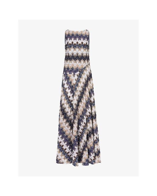 Missoni White Sleeveless Raschel-Lace Lamé Knitted Maxi Dress