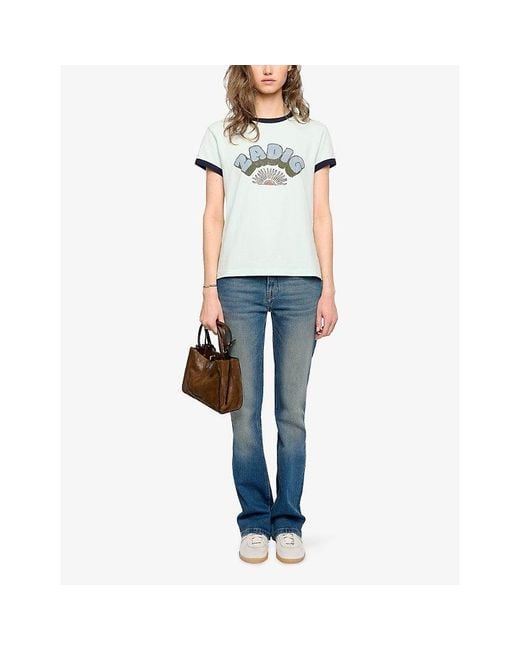 Zadig & Voltaire Multicolor Branded-Print Short-Sleeved Cotton-Jersey T-Shirt