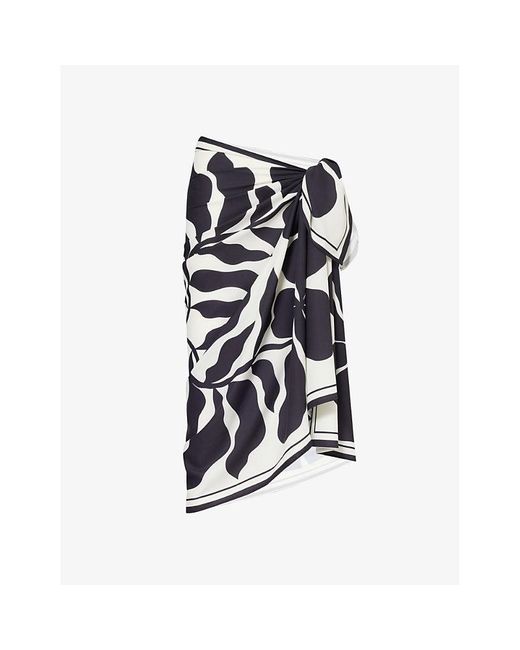 4th & Reckless Blue Bora Graphic-print Stretch-woven Sarong
