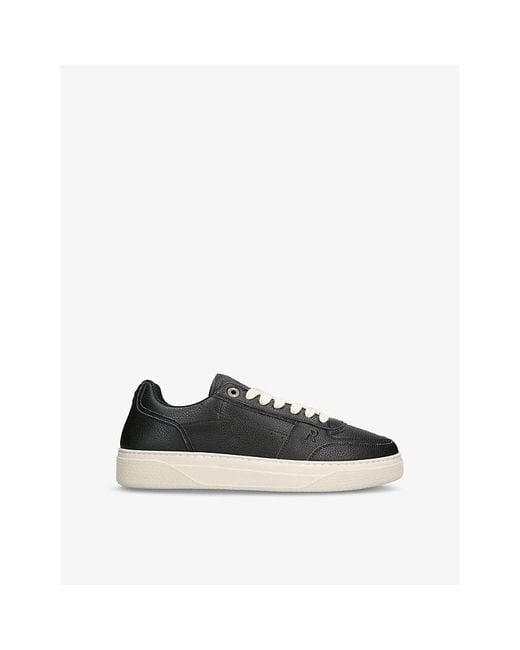 Represent Black Initial Brand-Embossed Leather Low-Top Trainers for men