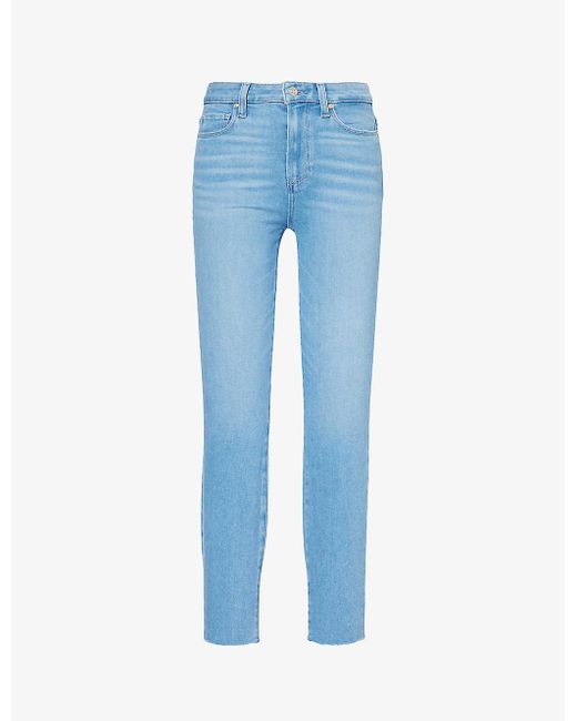PAIGE Blue Margot Raw-hem Skinny-leg Mid-rise Denim-blend Jeans