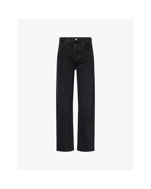 Agolde Black 90's Pinch Waist Straight-Leg High-Rise Denim Jeans