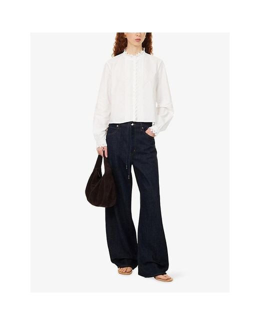 FRAME White The Keepsake Scalloped Cotton Top