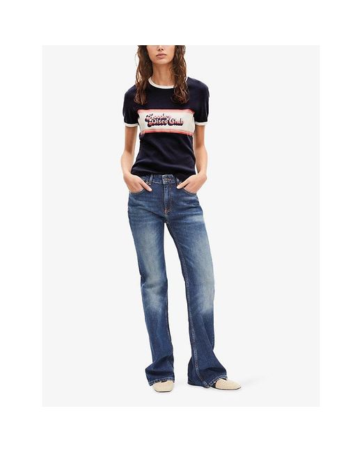 The Kooples Blue Disco Club Slim-Fit Cotton-Jersey T-Shirt