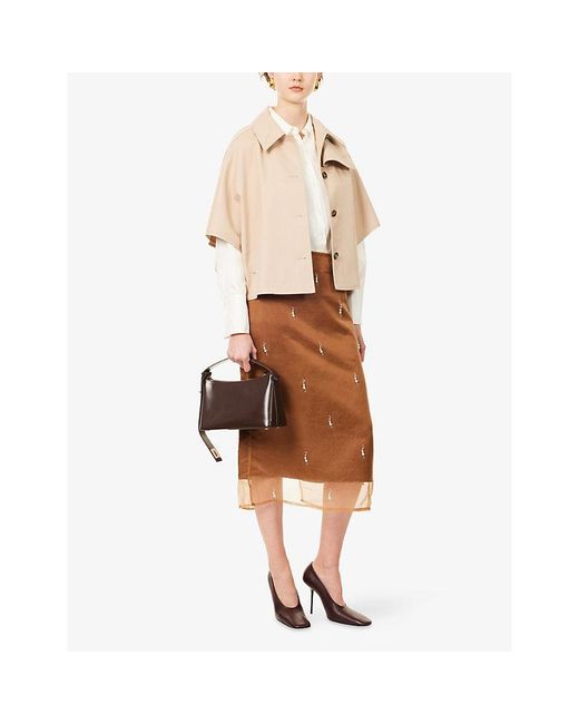 Max Mara Natural Collared Gabardine Cotton Cape