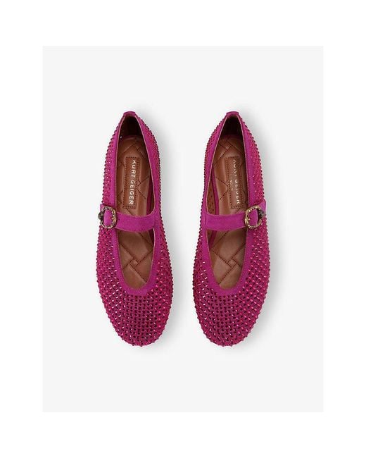 Kurt Geiger Purple Mayfair Gem Suede Ballet Flats