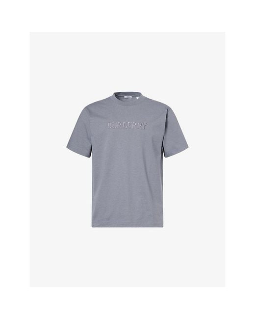 Burberry Blue Logo Cotton-Jersey T-Shirt for men