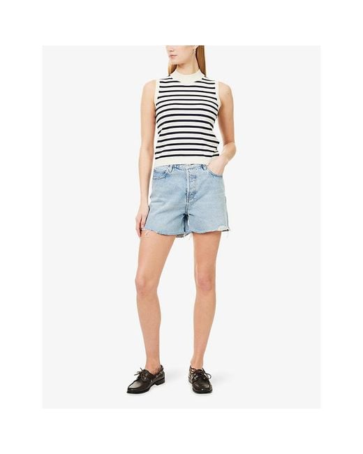 FRAME Blue The Everyday High-Rise Denim Shorts