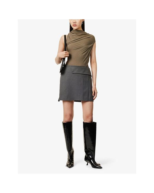 Helmut Lang Natural Wind Ruched Stretch-Woven Top