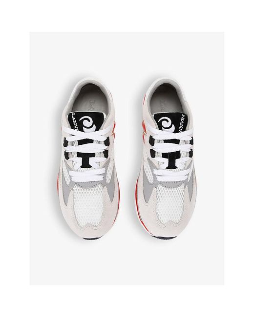 Lanvin White Meteor Branded Suede And Mesh Low-top Trainers