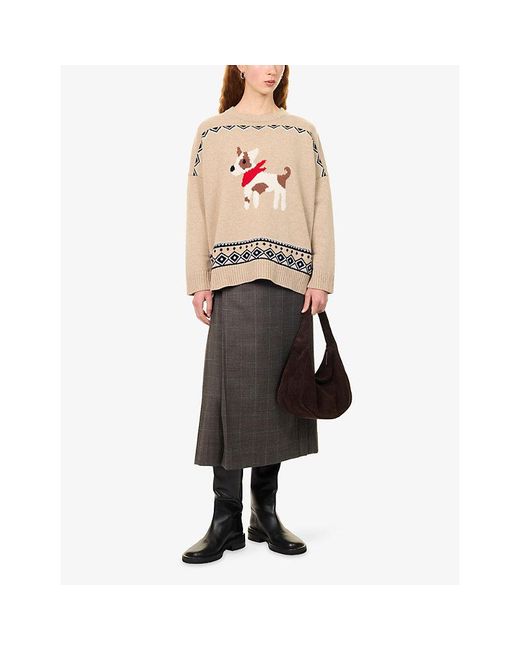 Weekend by Maxmara White Intarsia Motif Wool Jumper