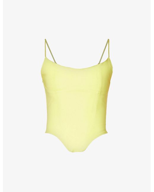 House Of Cb Flavia Slim-fit Stretch-woven Top in Yellow | Lyst