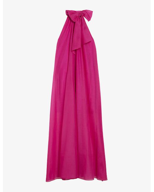 Ted Baker Pink Arikaa Neck-tie Woven Maxi Dress