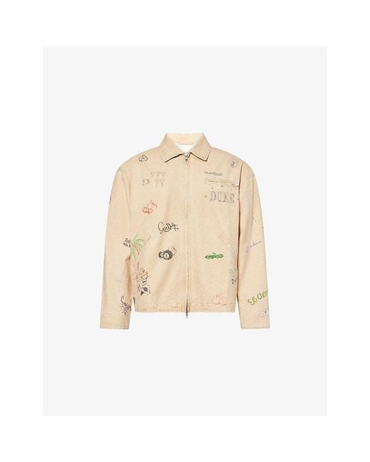 Duke & Dexter Natural Duke Sketch Sand Regular-Fit Cotton Jacket for men