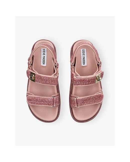 Steve Madden Pink Bigmona Raffia Flat Sandals