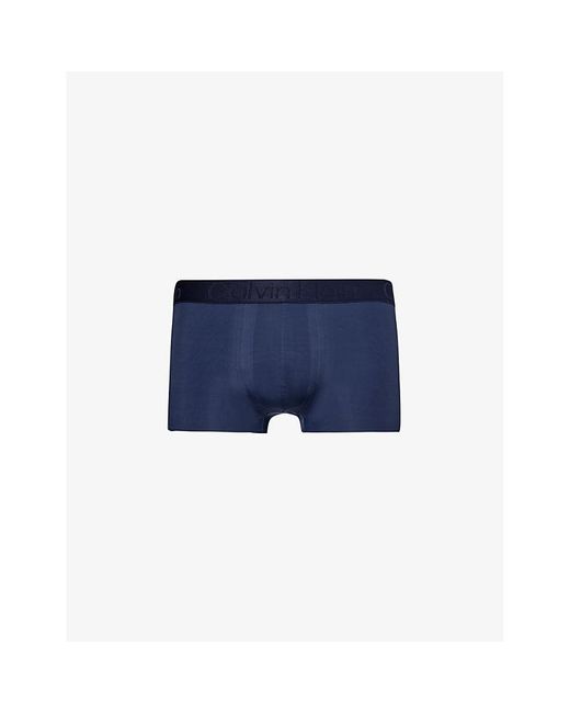 Calvin Klein Blue Branded-waistband Low-rise Stretch-woven Trunks for men