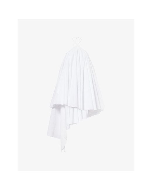 Jacquemus White La Robe Triangle Layered Cotton-Blend Dress
