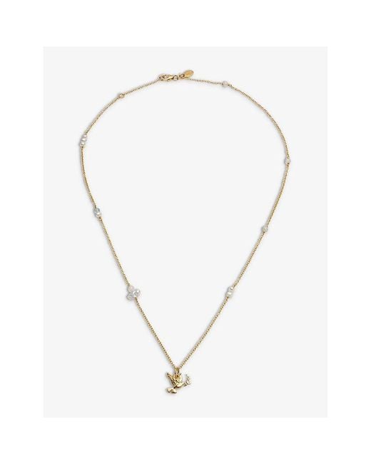 La Maison Du Couturier Metallic With Love Darling Peace Gaia 14Ct-Plated Sterling- Gemstone And Pearl Necklace