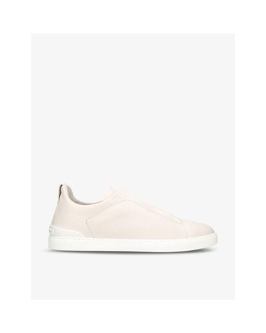 Zegna White X3 Stitch Leather Low-top Trainer for men