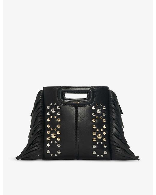 Maje Black M Mini Studded Leather Bag