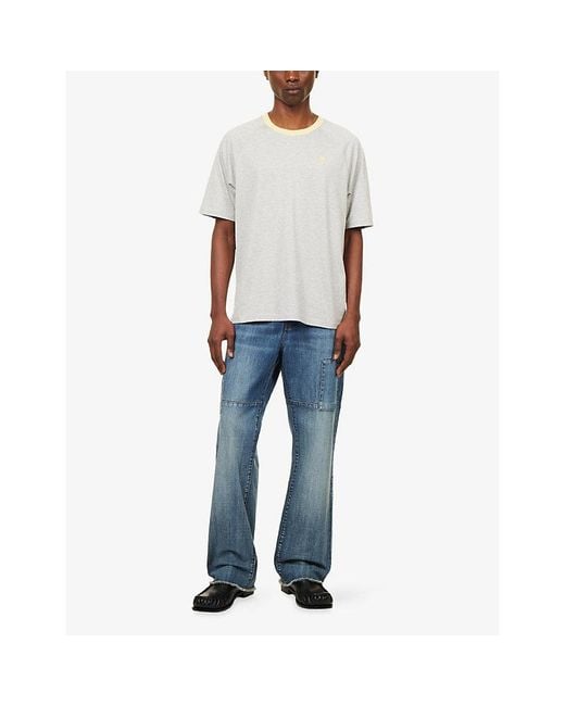 AMI White Ami De Coeur Embroidered Logo Cotton-Jersey T-Shirt for men