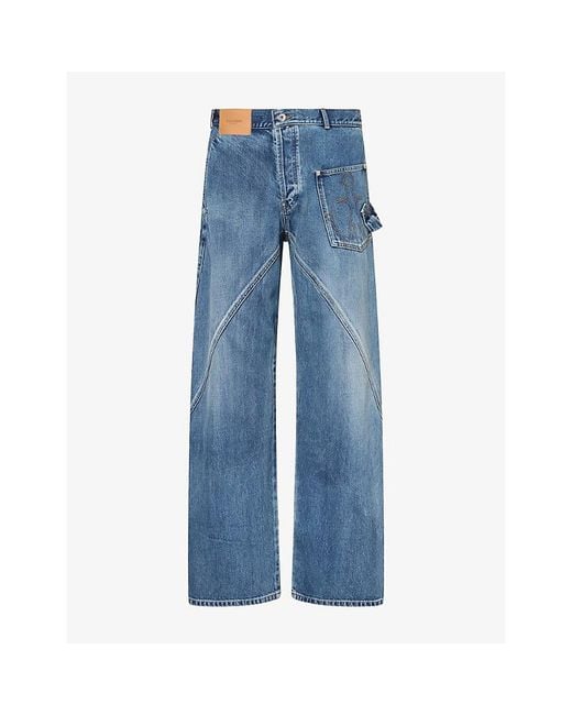 J.W. Anderson Blue Twisted Workwear Denim Jeans for men