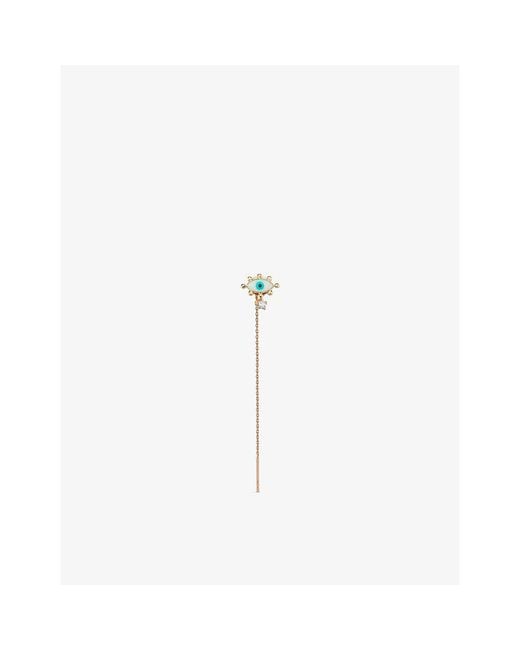 La Maison Du Couturier White Selda Small Evil Eye Chain 14Ct Rose- And Diamond Single Drop Earring