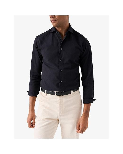 Eton of Sweden Black Long-Sleeved Contemporary-Fit Denim Shirt for men