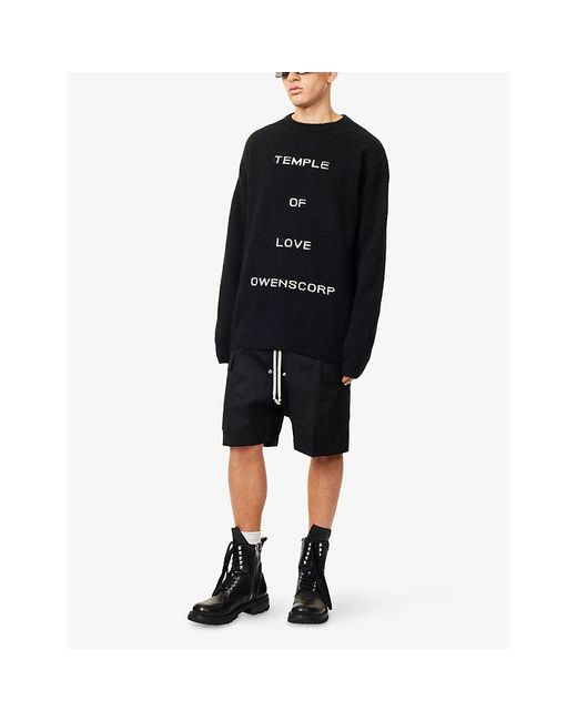 Rick Owens Black Cargobela Zip-Front Cotton-Poplin Shorts for men