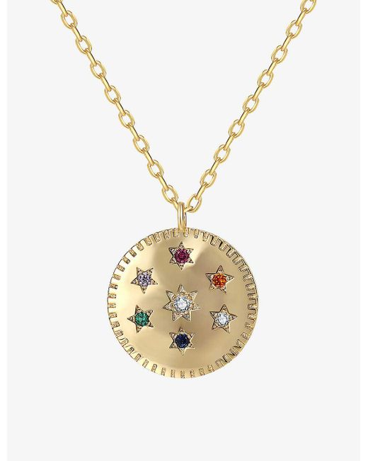 Celeste Starre Metallic Rainbow Supershine 18ct -plated Brass And Zirconia Pendant Necklace