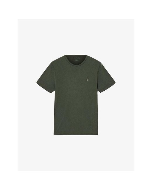 AllSaints Green Brace Logo-Embroidered Cotton-Jersey T-Shirt for men