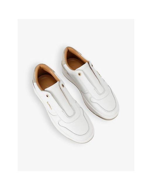 Carvela Kurt Geiger White Charm Laceless Leather Low-Top Trainers