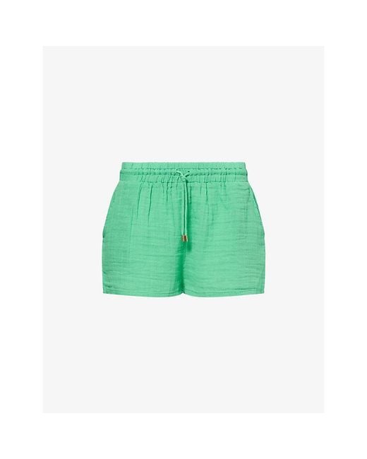 Melissa Odabash Green Abbie Relaxed-Fit Cotton Shorts