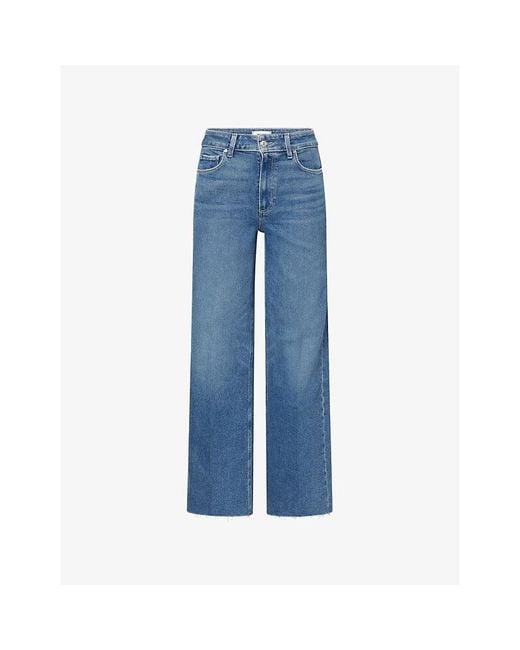 PAIGE Blue Anessa Wide-Leg Stretch-Denim Blend Jeans