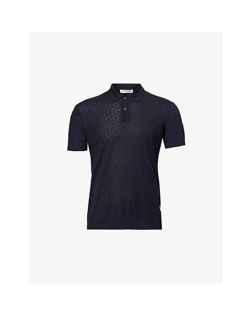 Orlebar Brown Blue Jarrett Textured-weave Cotton-blend Polo Shirt for men