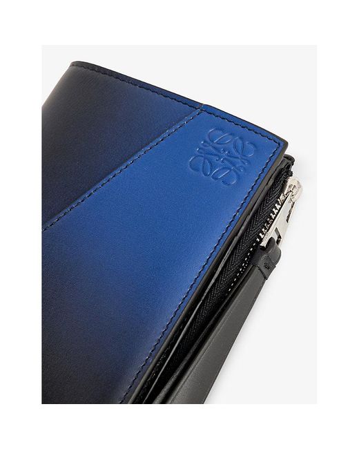 Loewe Vy Blue Puzzle Compact Leather Zip Wallet for men