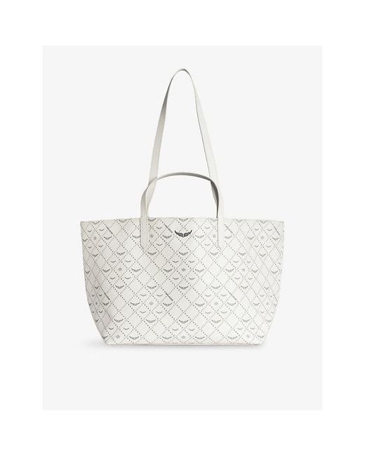 Zadig & Voltaire White Logo-Print Coated-Canvas Xl Shopper