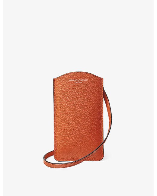 Aspinal Orange London Grained-leather Phone Case