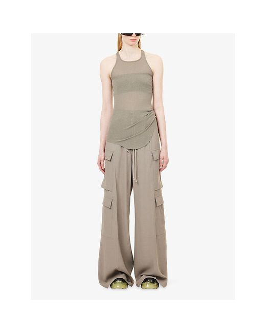 Rick Owens Natural Basic Ribbed Silk-Blend Tank Top