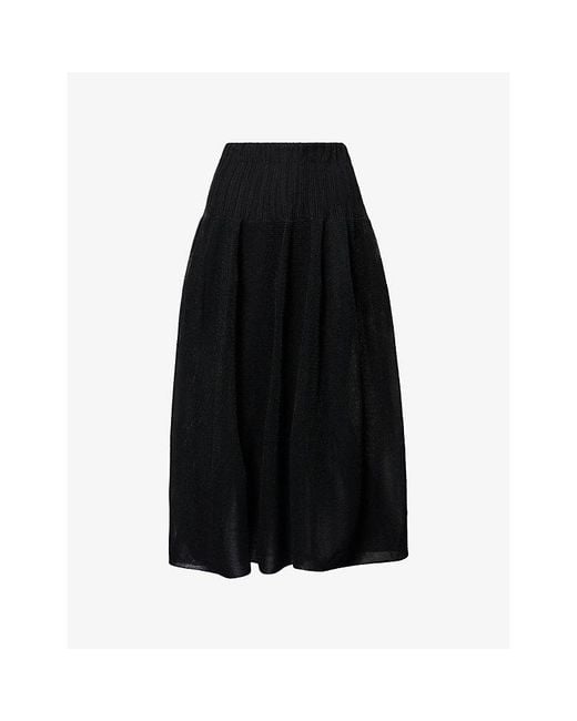 CFCL Black Pottery High-Rise Knitted Midi Skirt