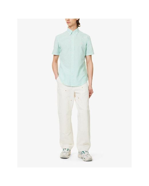 Polo Ralph Lauren Blue Seersucker Short-sleeve Cotton Shirt Xx for men