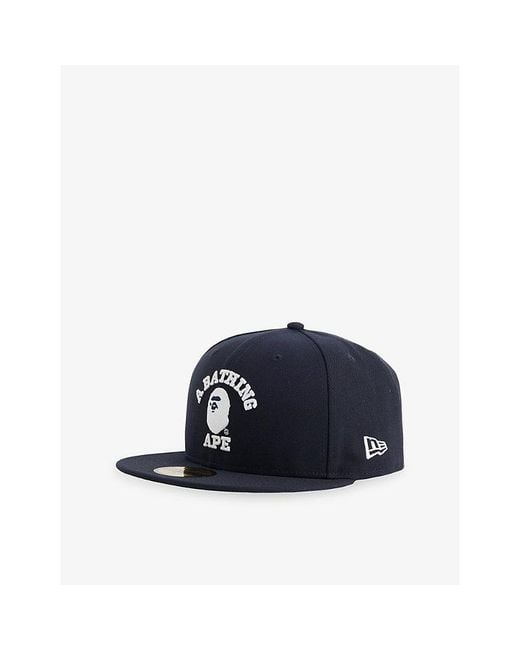 A Bathing Ape Blue 59Fifty Embroidered-Logo Woven Baseball Cap for men