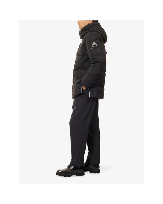 Moose Knuckles Black Everest 3Q Puffer Hooded Woven-Down Jacket for men