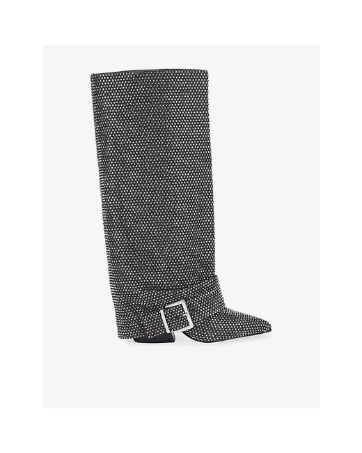 Steve Madden Gray Illuzion Rhinestone Heeled Knee-High Boots