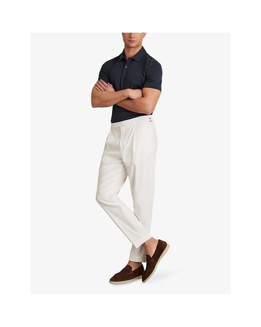 Reiss Blue Earl Airwater Slim-Fit Cotton Polo for men
