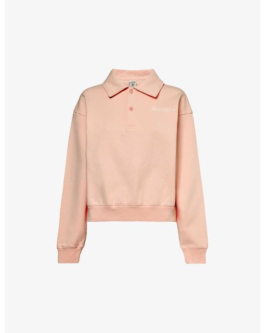Sporty & Rich Pink Rizzoli Branded Cotton-jersey Polo Shirt