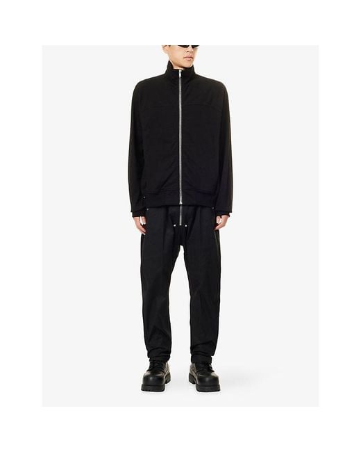 Rick Owens Black Funnel Neck Slip-Pocket Cotton Jacket for men