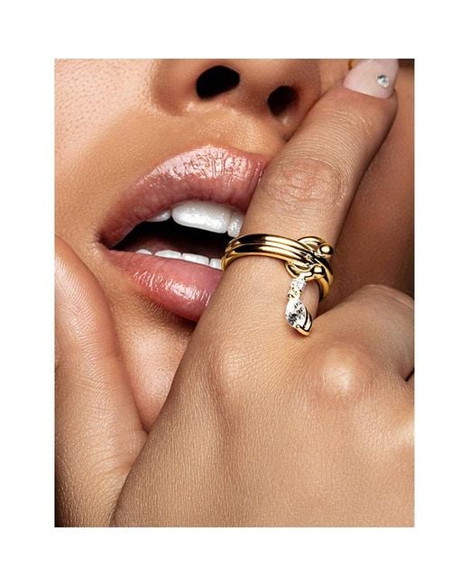 Iphoria White Mini Pierced 18Ct- Vermeil And Marquise Topaz Drop Ring