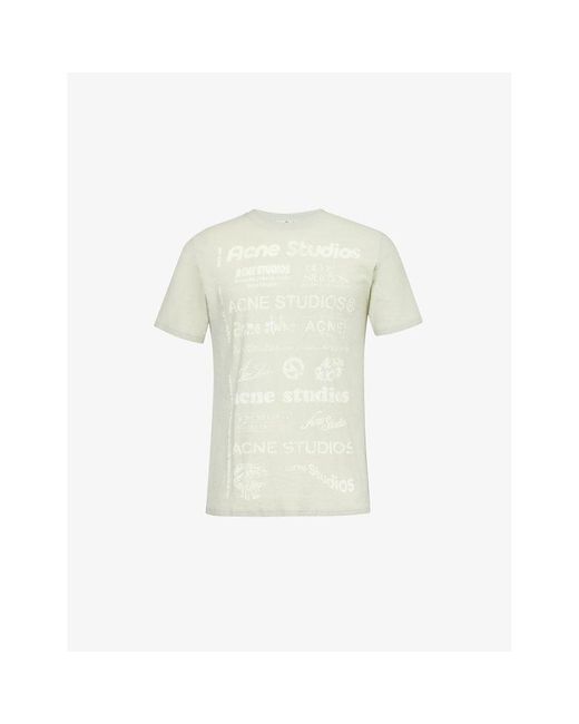 Acne White Brand-print Cotton-jersey T-shirt for men