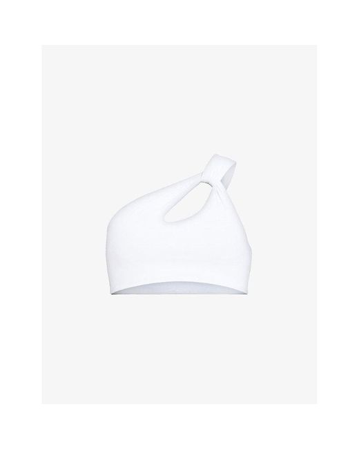 AllSaints White Kayla One-shoulder Cut-out Stretch-woven Bikini Top X